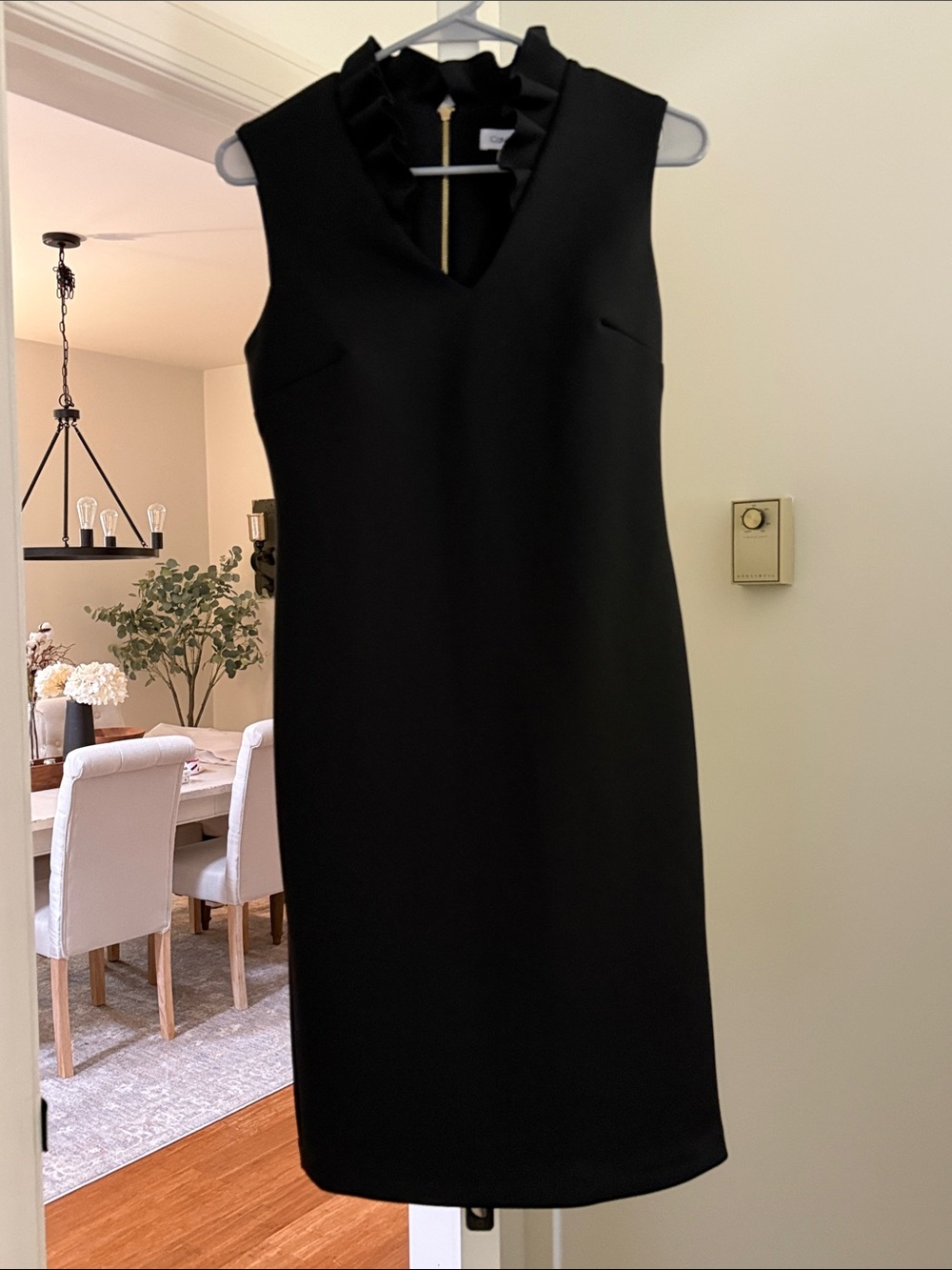 Black Ruffle V-Neck Sleeveless Dress
